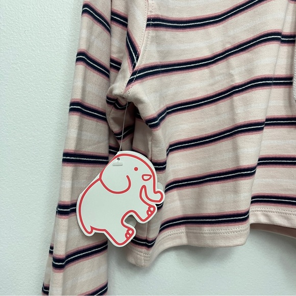 Ivory Ella Cropped Hoodie Striped Pink and Navy Blue size Large - Picture 3 of 12